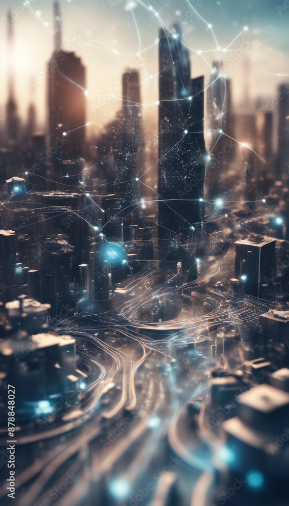 Poster illustration of it roadmap modern technology and innovative processes networking and big data hyper