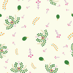 seamless repeat pattern with beautiful and colorful floral motifs on a cream background perfect for fabric, scrap booking, wallpaper, gift wrap projects
