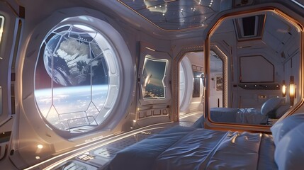Fototapeta premium Luxury Space Hotel with Transparent Dome Offering Breathtaking View of the Stars