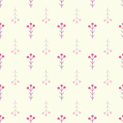 seamless repeat pattern with simple cute pink cherries on a cream background perfect for fabric, scrap booking, wallpaper, gift wrap projects