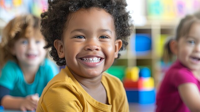 Engaging preschool children in early childhood education through play-based learning activities to enhance kindergarten readiness and early literacy skills in a vibrant classroom setting
