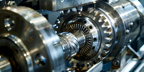 A detailed view of a precision gear system in mechanical engineering, highlighting the intricate design and advanced technology crucial for modern machinery and industrial applications.

