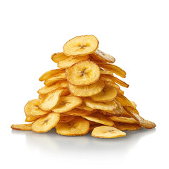Mountain of plantain chips in white studio background Ai Generated