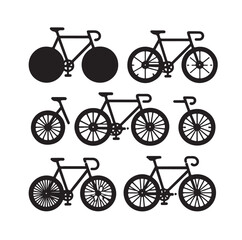 Bicycle set icon silhouettes vector illustration