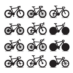 Bicycle set icon silhouettes vector illustration