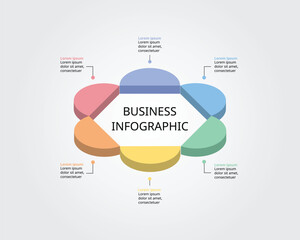 hexagon shape template for business isometric infographic for presentation for 6 element