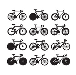 Bicycle set icon silhouettes vector illustration