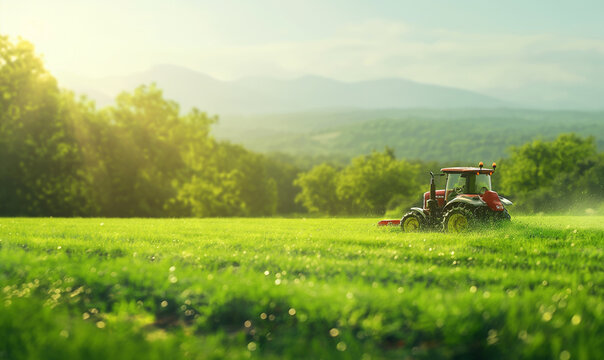 tractor in green field