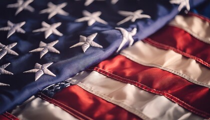 Fototapeta premium American Flag Close-Up: Symbols of Freedom