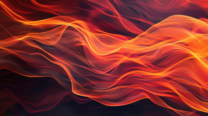 Abstract digital illustration of fiery wave patterns with vibrant red, orange, and yellow hues on a dark background, creating dynamic motion and energy.