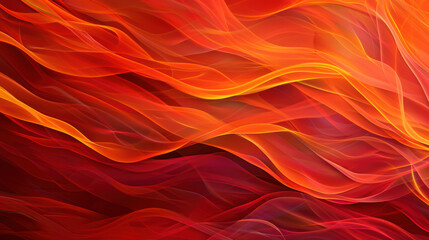 Vibrant abstract background with dynamic swirling orange and red shapes, resembling flowing waves of light creating an intense and energetic visual effect.