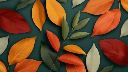 Abstract background of colorful nature scenes featuring vibrant floral patterns of autumn foliage displaying a range of warm and rich colors that epitomize the beauty of the fall season Illustration,