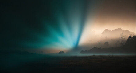 green aurora fog background tones