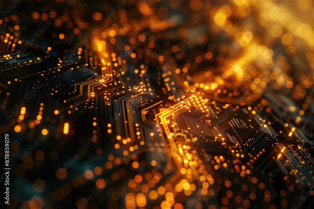 Poster high-quality image of a computer circuit board in detail