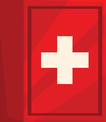 Red first aid kit closed, showing the white cross symbol, on a white background