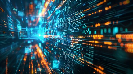 Cybersecurity Network Interface: Advanced High-Tech Visualization with Copy Space