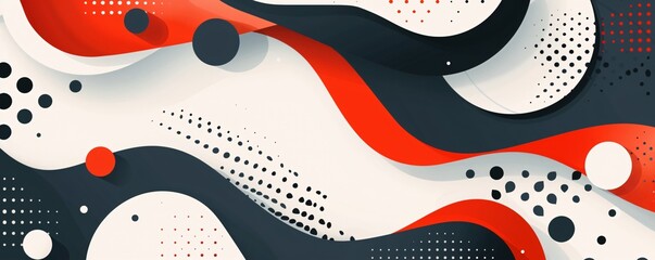 Obraz premium Abstract Dynamic Background with Red, Black, and White Swirls