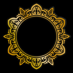 Premium round gold ornament vector illustration, gold invitation decoration. gold mandala ornament.