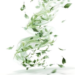 Obraz premium Abstract green leaves swirling in the wind.