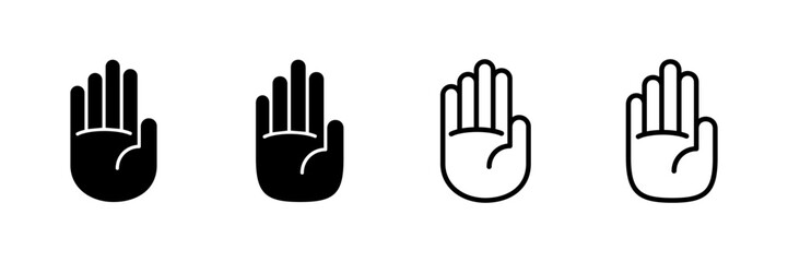 Hand icon vector isolated on white background. Hand gesture. hand stop