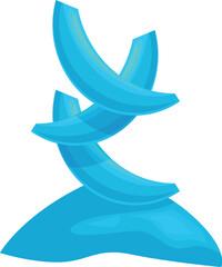 Abstract blue shape rising from the ground forming a tree, with a modern and minimalist design