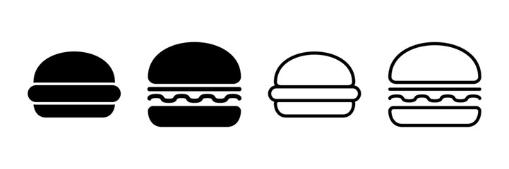 Hamburger icon vector isolated on white background. Burger and hamburger icon. Fast food vector icon