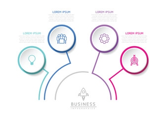 Vector infographic business presentation template with circular interconnection with 4 options.