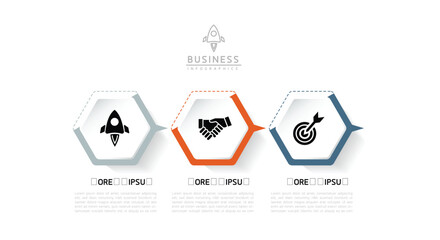 Vector infographic business presentation template connected with 3 options