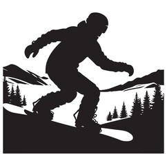 snowboarder silhouette vector illustration