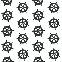 Fototapeta premium Vector seamless pattern of hand drawn ship rudder silhouette isolated on white background