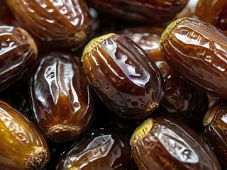 dates close up. date palm background. Date palm on a traditional craftsman market.Horizontal image.	