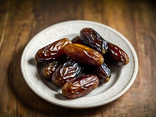 dates close up. date palm background. Date palm on a traditional craftsman market.Horizontal image.	