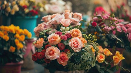 Obraz premium Flowers arranged in a container