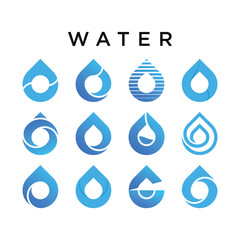 set of abstract modern water drop logo design. Premium Vector