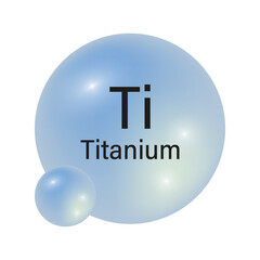 Titanium element symbol. Blue gradient sphere. Chemical icon vector. Periodic table detail.