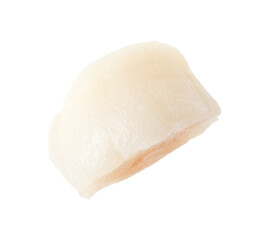 One fresh raw scallop isolated on white