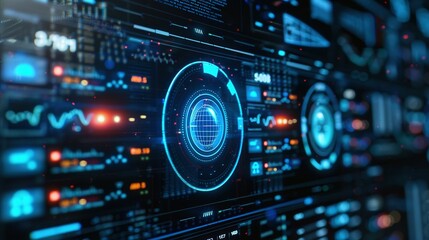 Cybersecurity Network Interface: Advanced High-Tech Visualization with Copy Space