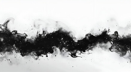 Obraz premium watercolor black ink with black and white colors, white background