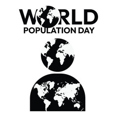 Obraz premium population, world population day black color illustration on white background.