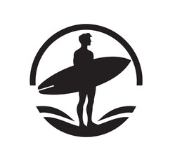 silhouette of Men with surfboard vector illustration