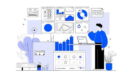 Professional Analyzing Data and Charts on Computer