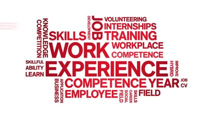 Work Experience animated word cloud;text design animation tag kinetic typography seamless loop.