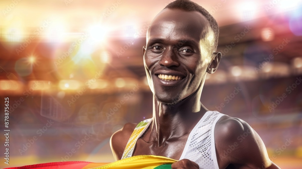 Canvas Prints A man is smiling and holding a flag