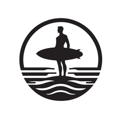 silhouette of Men with surfboard vector illustration