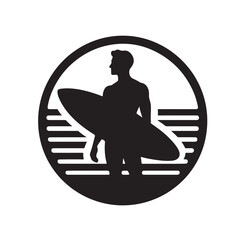 silhouette of Men with surfboard vector illustration
