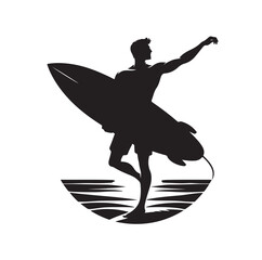 silhouette of Men with surfboard vector illustration