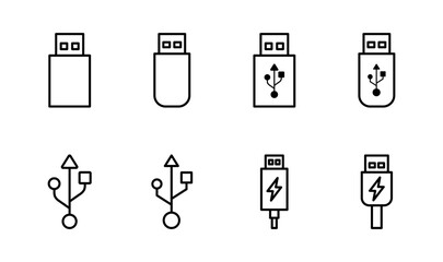 Usb icon set. Flash disk icon vector
