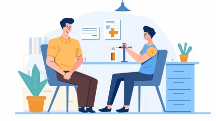 Doctor giving injection to patient in clinic.