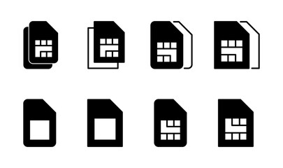 Sim card icon set. dual sim card icon vector