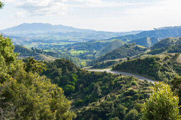Fototapeta premium Looking towards Mt Karioi from Four Brothers Scenic Reserve along State Highway 23 between Raglan and Hamilton, New Zealand